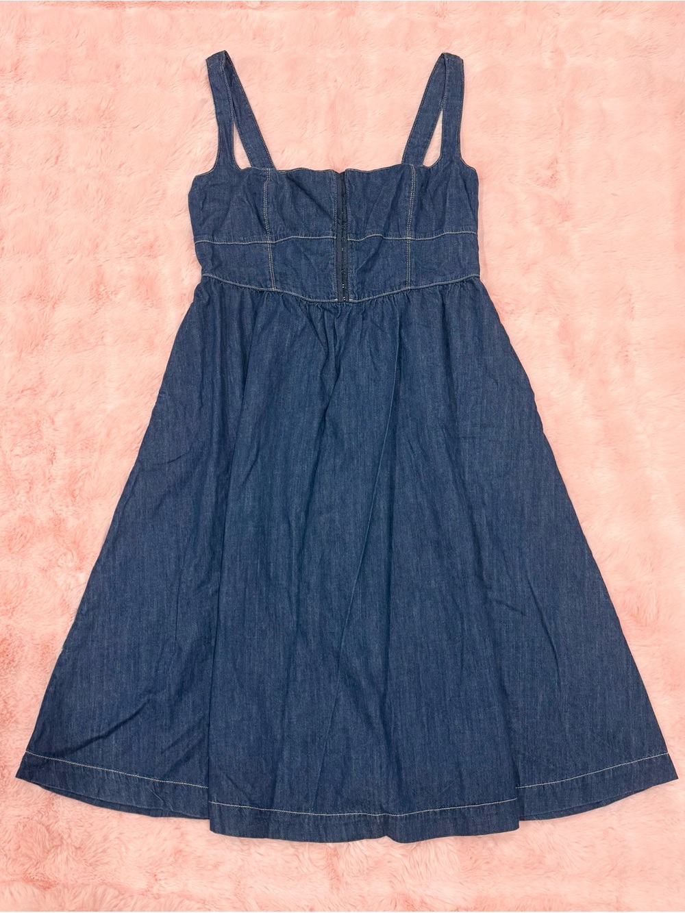 Reformation Tagliatelle Denim Midi Sleeveless Dress - Picture 3 of 8